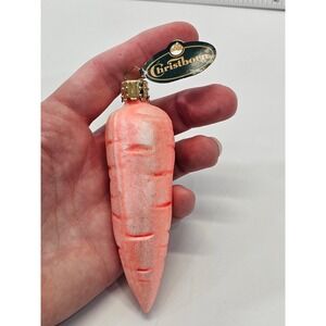VINTAGE Christborn Hand Blown Glass Carrot Christmas Ornament Made in Germany NW